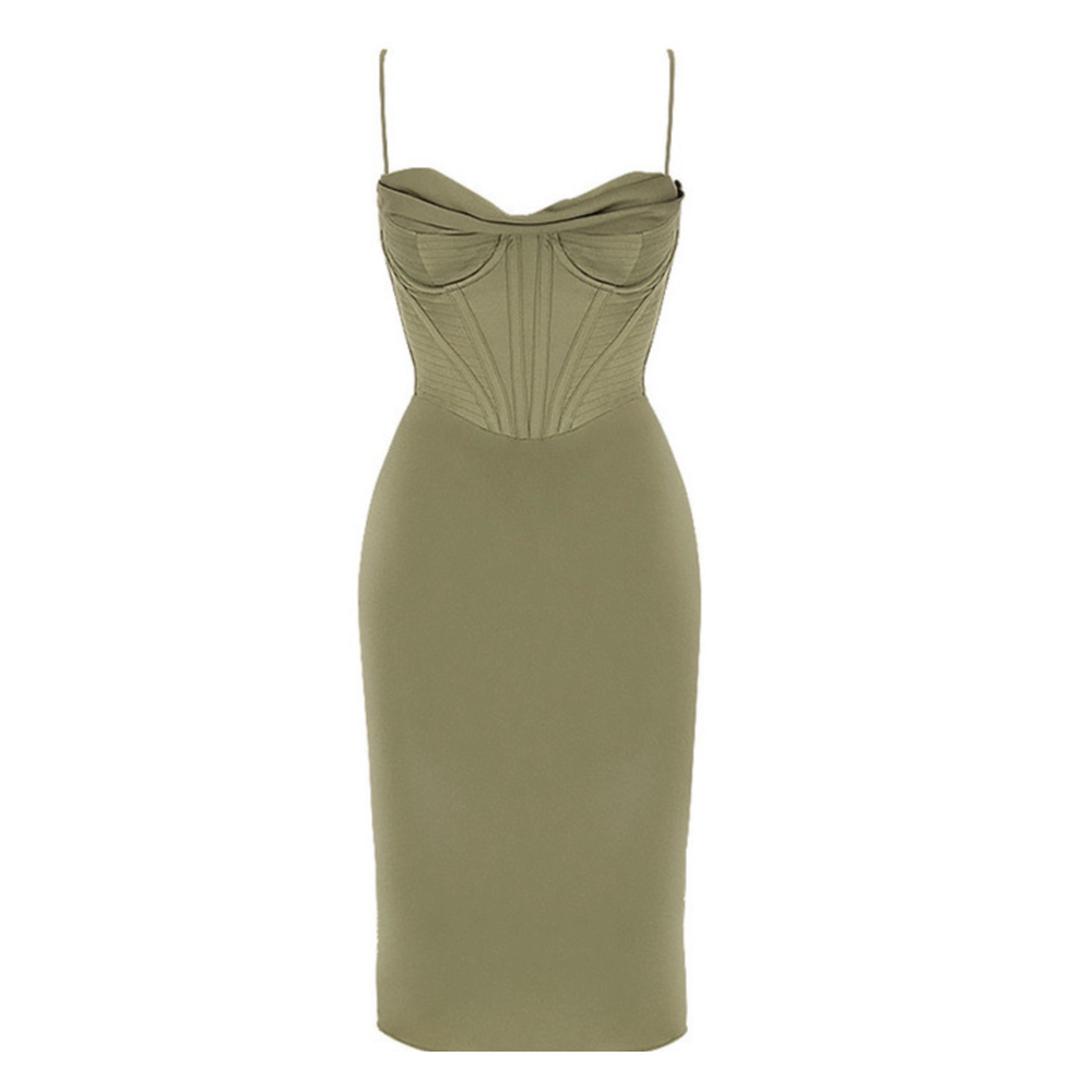 Olive Green Halter Dress K1013 - Women's Dress Shop. Bandage Dress ...